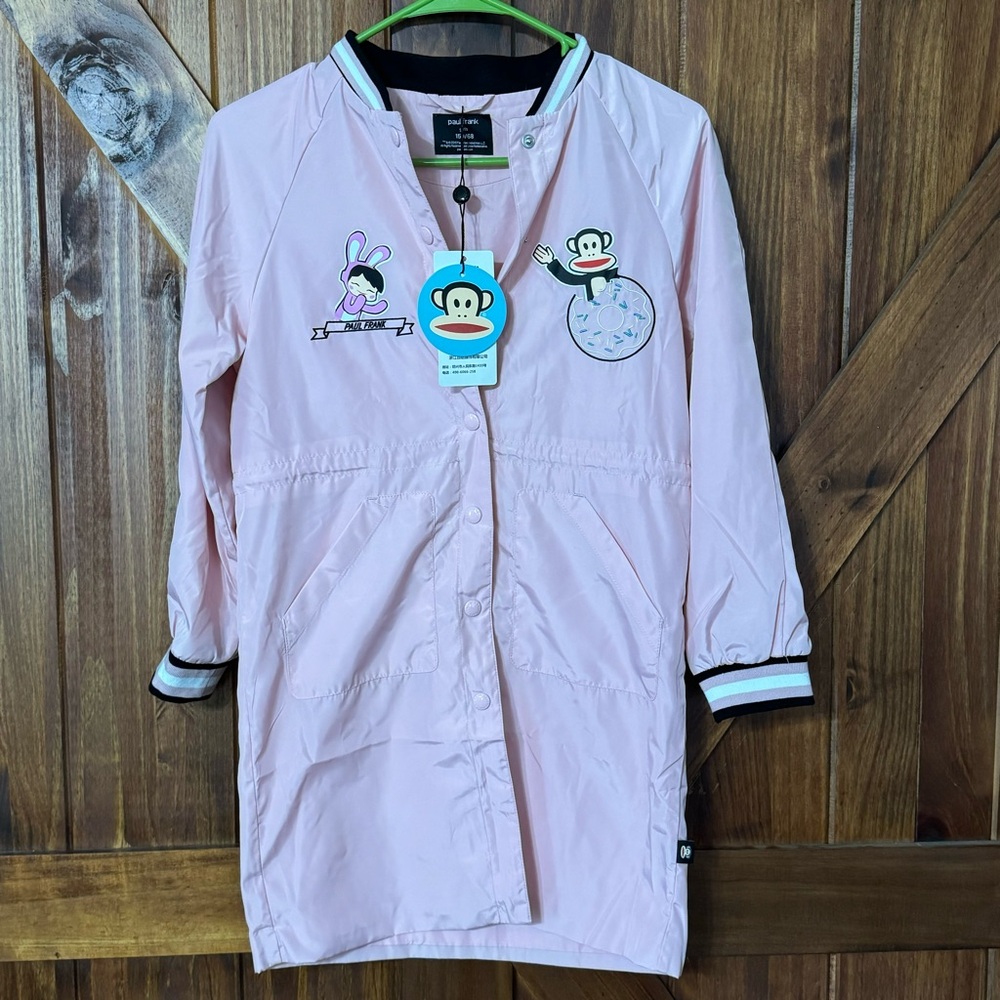 New 2018 Paul Frank girls coat pink embroidered California size 12 (150/68)